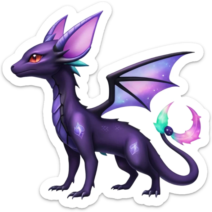 Shiny Ethereal Celestial Nebulae Salandit-Noivern-Espeon-Hybrid (Full body) sticker