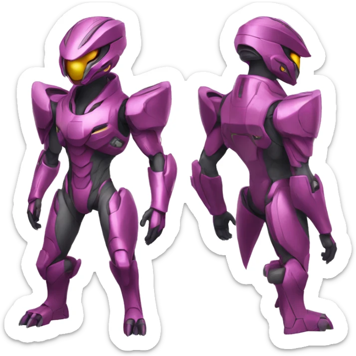 a Genesect-Raptor-Fakémon—hybrid with a futuristic visor-helmet full body sticker