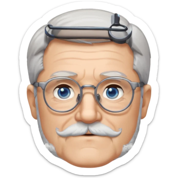 Create me an emoji of an old man. Gray short size hair. Gray beard. Glasses. Blue eyes sticker