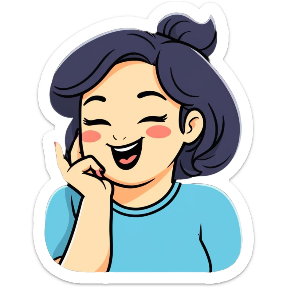 cartoon sticker of a curvy woman winking, wearing trendy clothes, fun and friendly style sticker