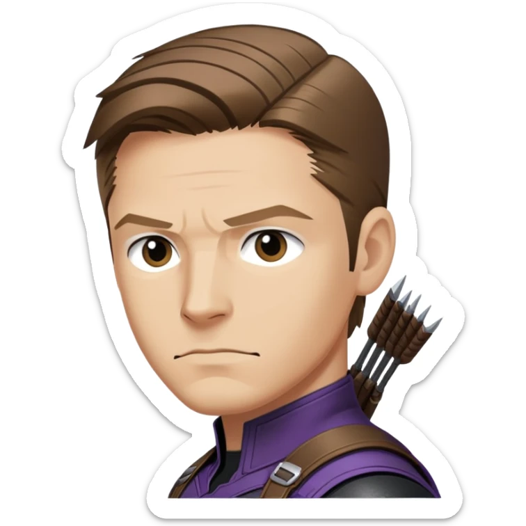 hawkeye clint barton portrait marvel, brown hair from captain america: civil war sticker