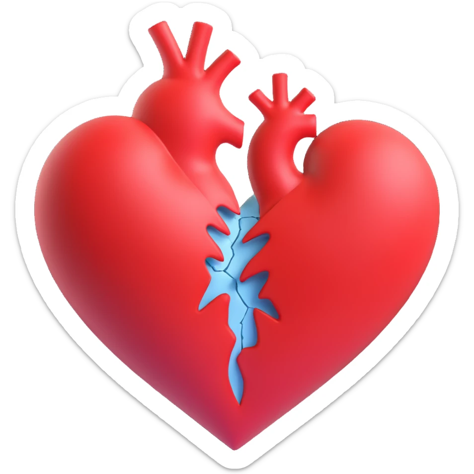 3D style cracked red heart, Discord role icon, matching semi-frozen 3D heart sticker