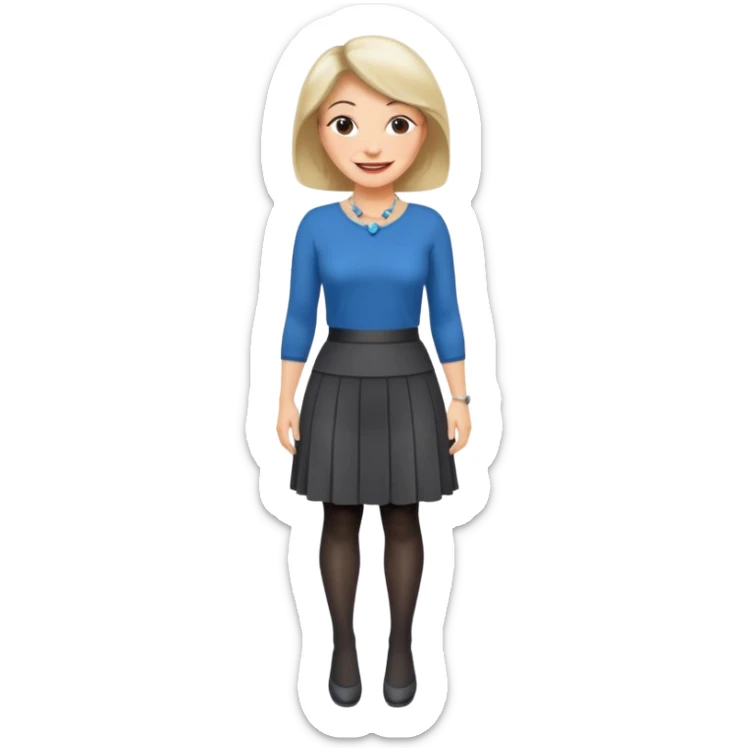 a fashionable middle aged woman, wearing skirt and tights  sticker