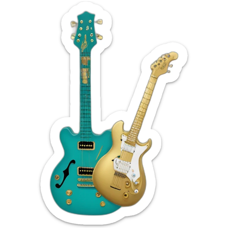 Soolking brook ;black affro cut ;turquoise electric guitar;golden crown ;skeletal face sticker