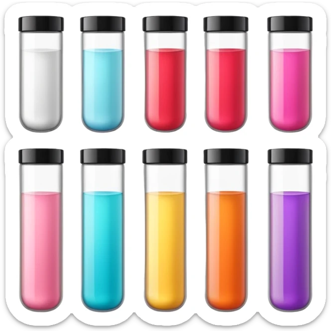 emoji of beauty tubes and jar with brand labels, minimalistic design sticker