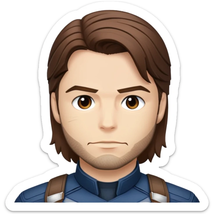 bucky barnes portrait marvel, brown hair from captain america: civil war sticker