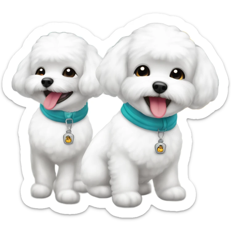 A cute and happy bichon frise with hair in a bun Asian woman at the airport  sticker