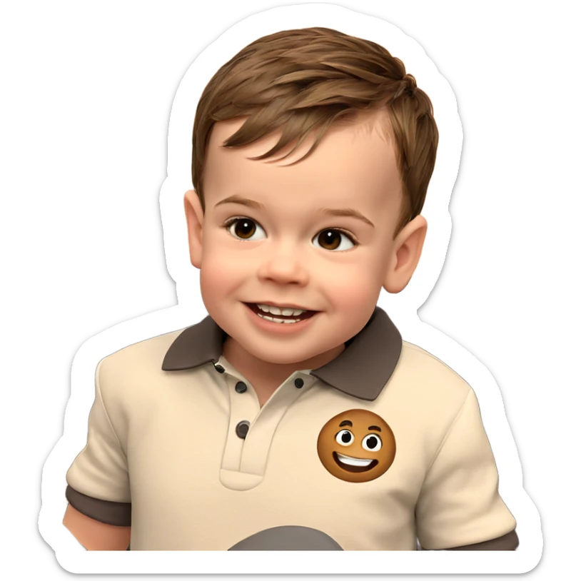 happy boy with brown hair sticker