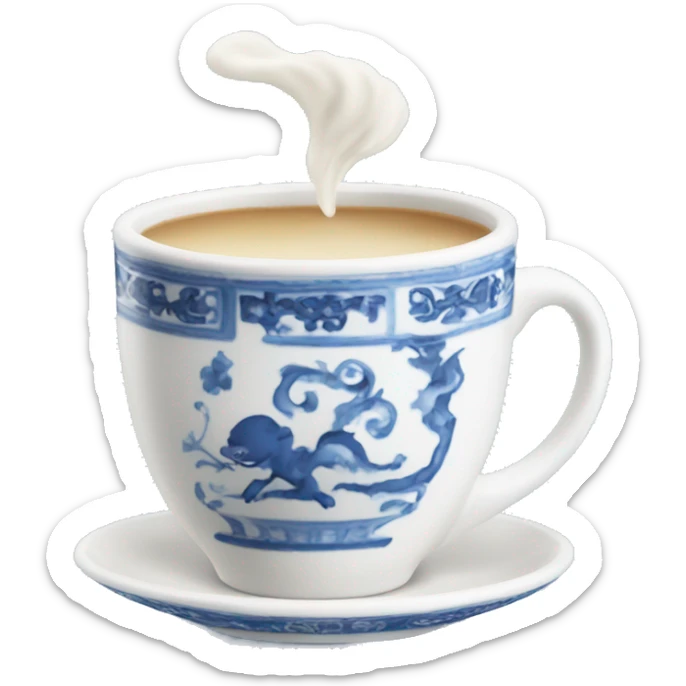 Milky tea in blue and white china  sticker