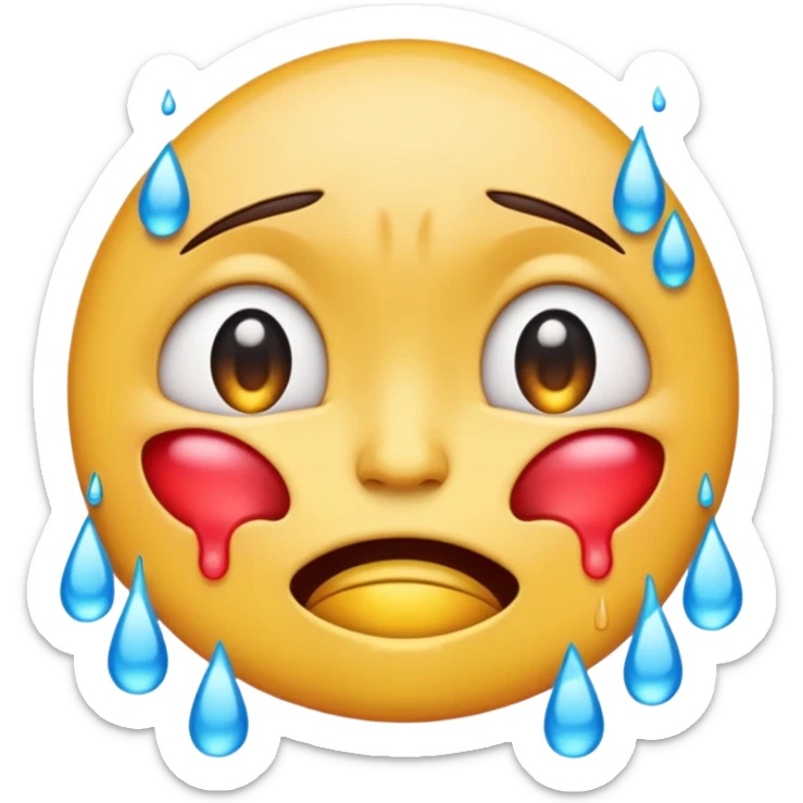 cartoon sticker of a crying emoji with intense tears, colorful and cheerful, no text, suitable for WhatsApp and Instagram sticker