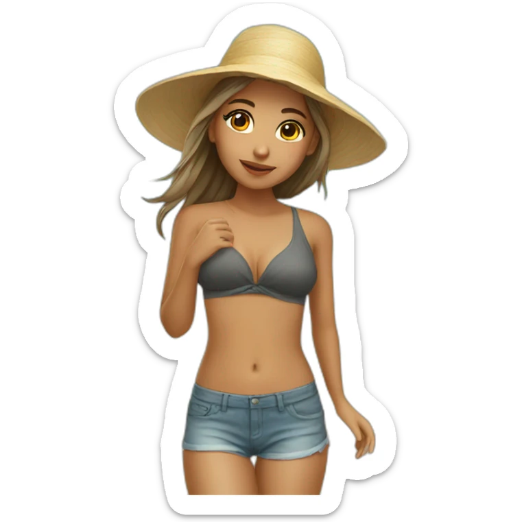 Girl in beach sticker