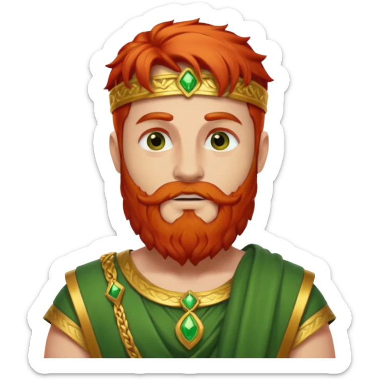 Priapus, God of Fertility from Gods and Goddesses with red hair and beard, gold and green outfit sticker