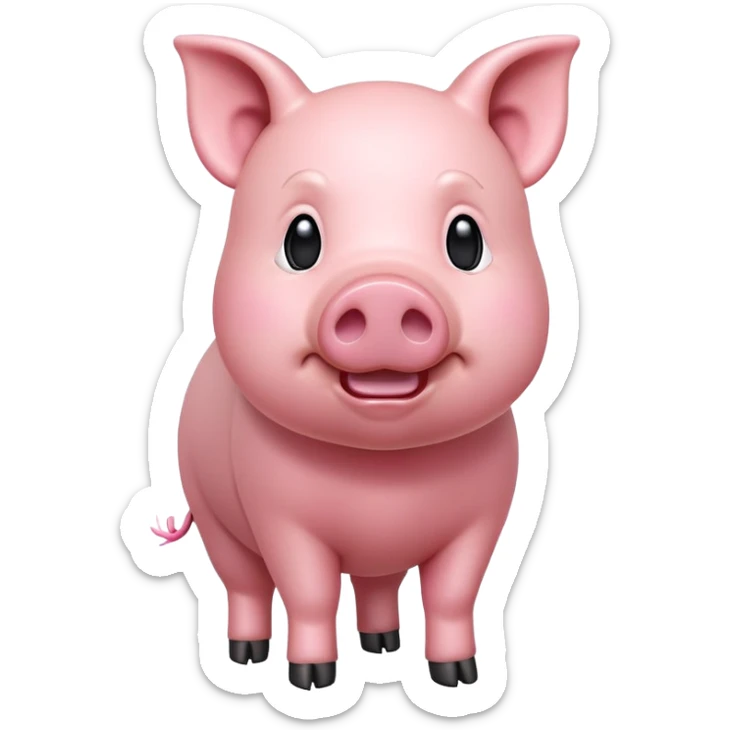 cinematic-[realistic pig]-realistic-full-body-standing-emoji,-tail-flicking-lazily,-head-tilted-dramatically,-sleek-[pink]-skin,-simplified-yet-realistic-focused-features,-highly-detailed,-glowing-with-an-almost-sarcastic-glow sticker