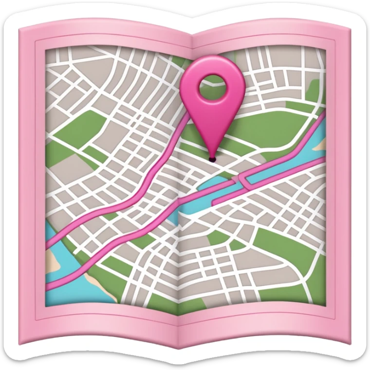 mix pink of a big gps paper map of the lines sticker
