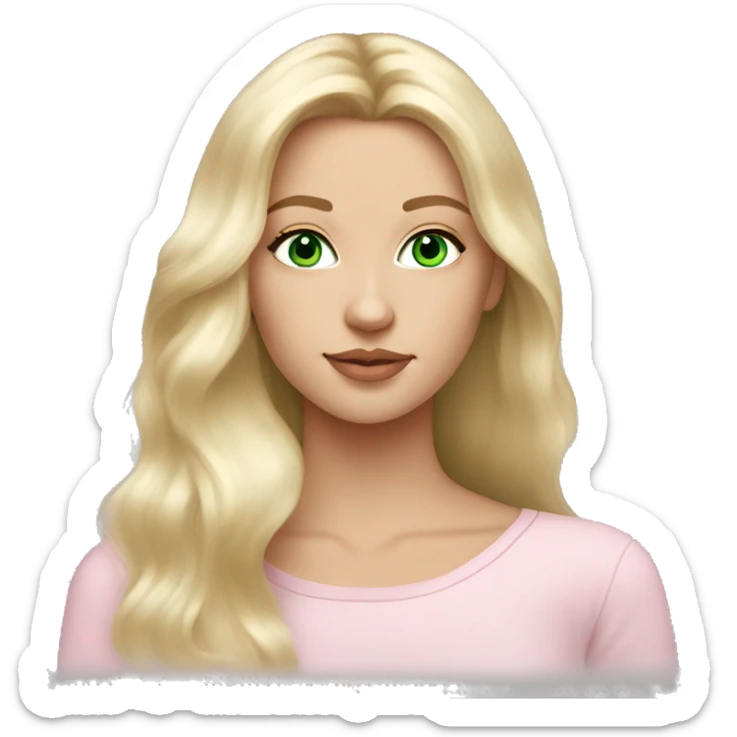 my beautiful blonde, green eyed, russian friend, with beautiful hair, that look like a super model with light pink long sleeve sticker