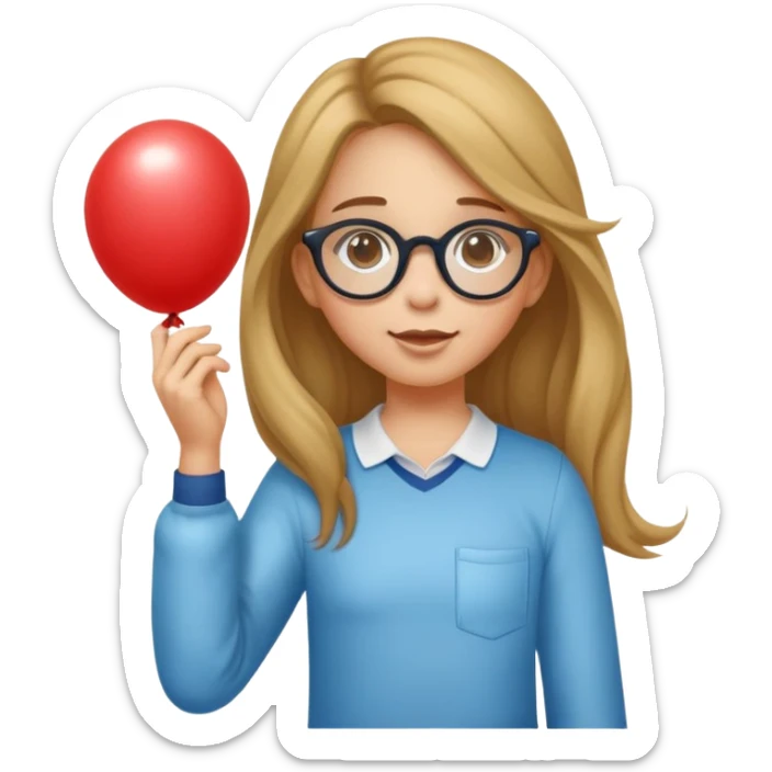 Une fille porteuse de trisomie 21 peau mat cheveux long avec lunette qui joue au ballon sticker