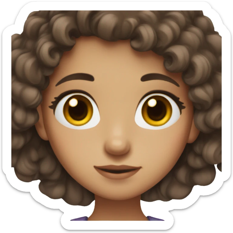 Girl with long wavy brown hair and big brown eyes with long lashes sticker