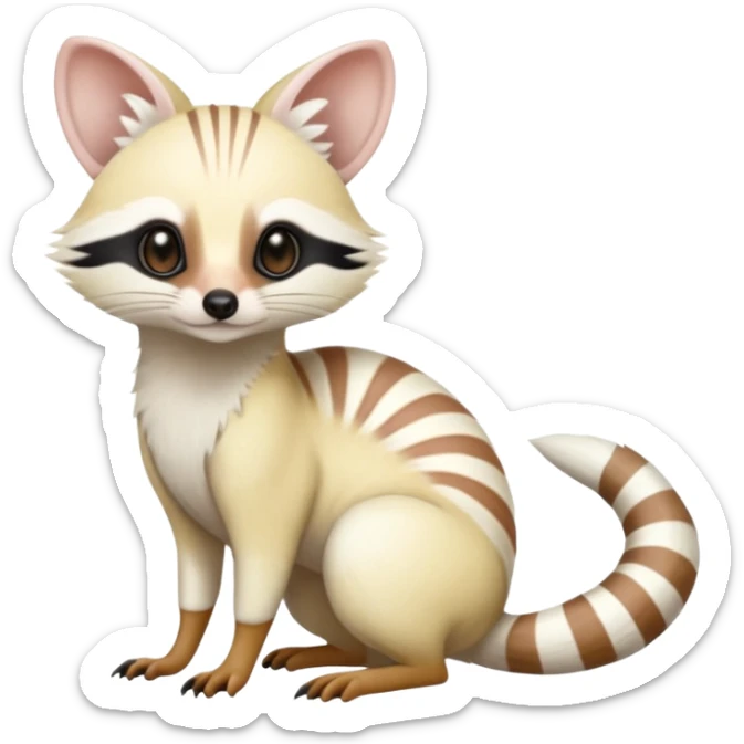 White albino pastel Genet-Numbat-Cacomistl-Tanuki-fusion-hybrid (full body) sticker