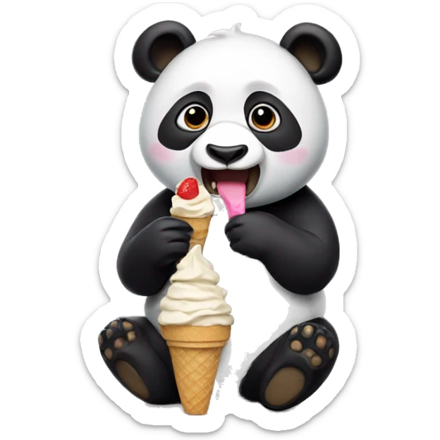 Panda eating ice cream sticker