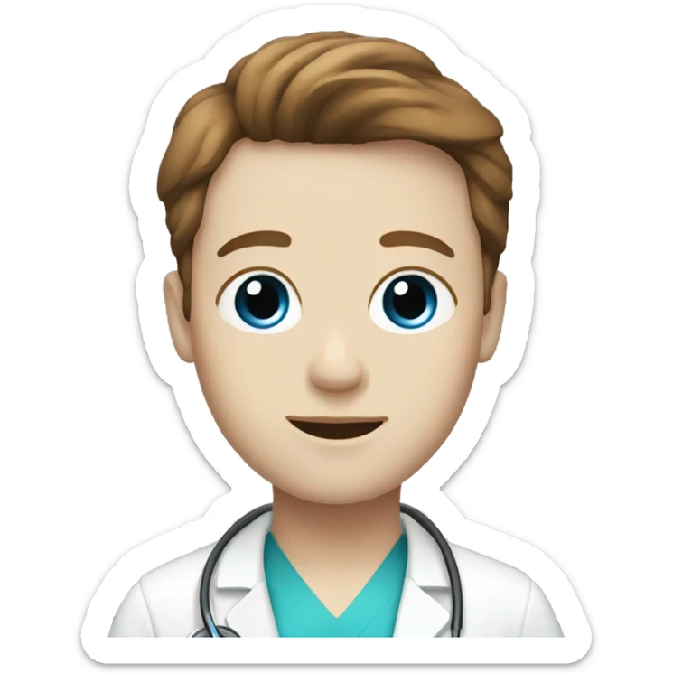 doctor with blue eyes pale skin and brown hair sticker