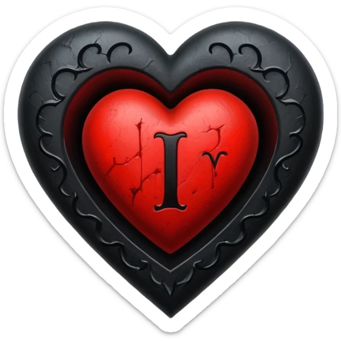 Can you make a heart with a gothic design, I want black and blood red colors . I want the letter I in the middle of the heart sticker
