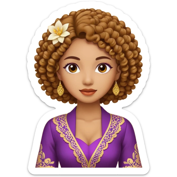 tan skin women, with Curly hair, wear kebaya  sticker