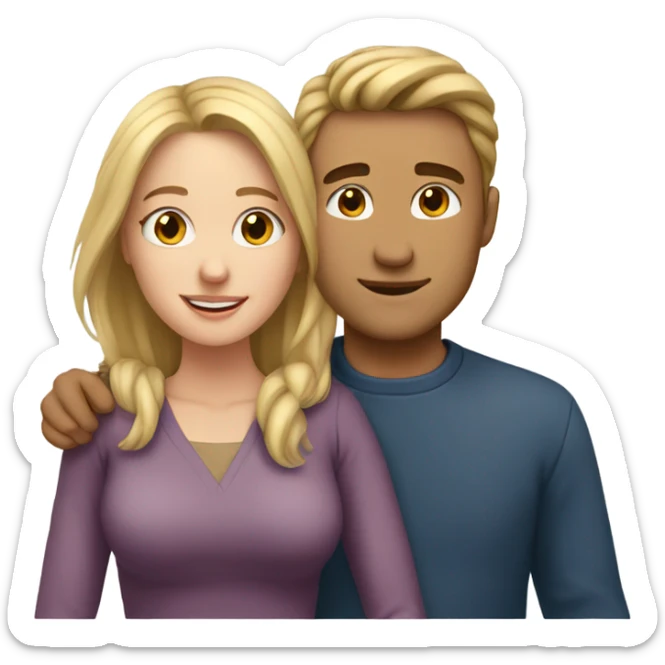 man and woman hugging, man has blonde hair woman has brown hair sticker