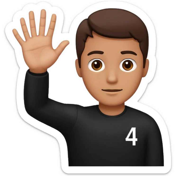 Un homme habillé en noir qui fait le signe 4 avec ça main  sticker