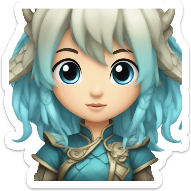 I want you to create an anime dragon chibi girl with blue eyes emote sticker