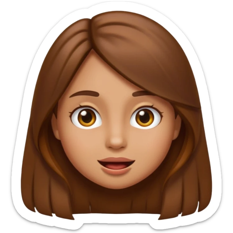 A girl growling like rawr silly vibes but make it an emoji not real human but long brown hair and more silly less angry  sticker