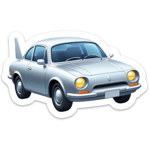 A car flying in space with stars and the moon behind itA car flying in space with stars and the moon behind it sticker