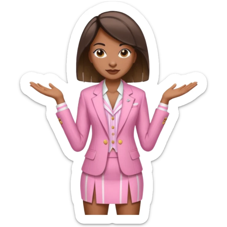 African American woman with kink straight hair In a pink and white pin stripe blazer short skirt set  sticker