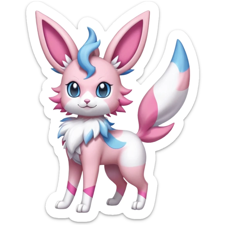 Sylveon-Delcatty-Fakémon-hybrid-creature (full body)  sticker