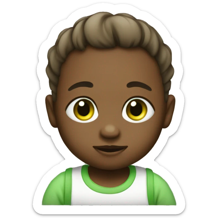 Baby boy with green sticker