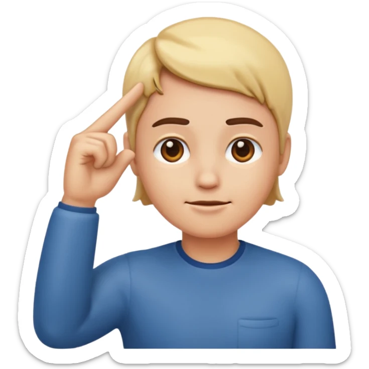 Can you create simple emoji 🤫 similir to this one but finger on the head and loking confident relax focused and concentrated like marcus rashford celebration sticker