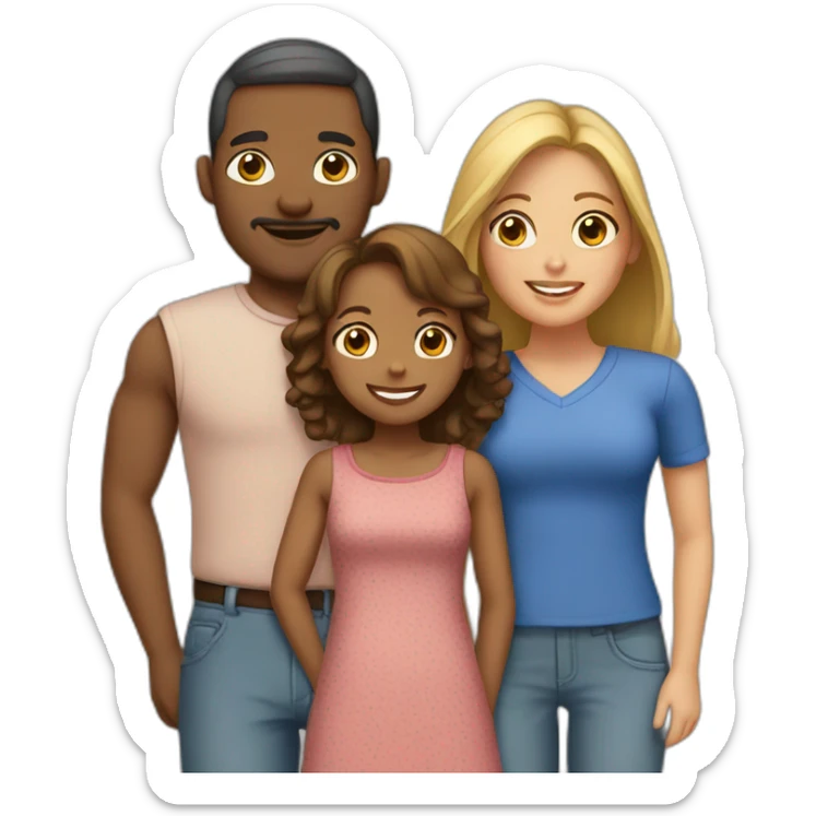 a family consisting of an interracial couple with 2 kids sticker