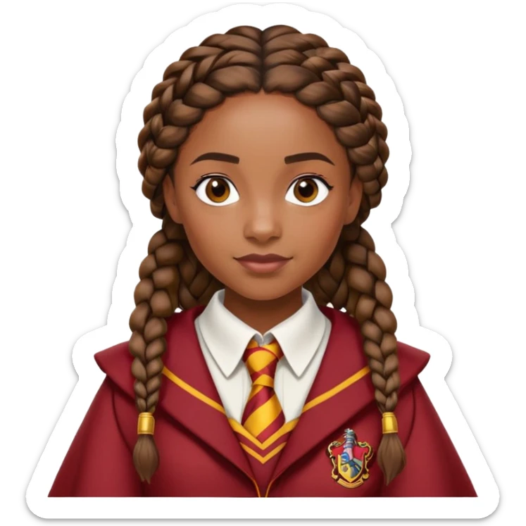 Angelina Johnson in harry potter, wear hogwarts gryfindor uniform, African Braided Hair sticker