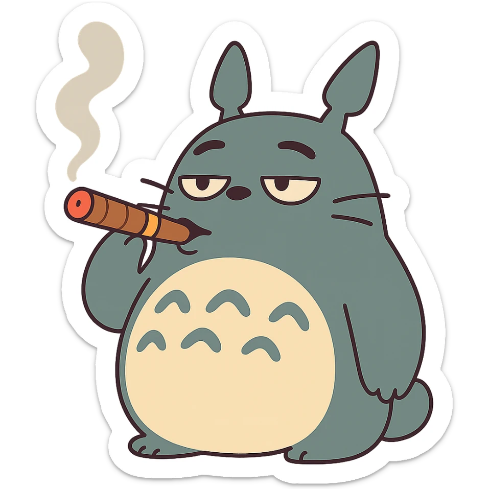Totoro smoking a cigar sticker