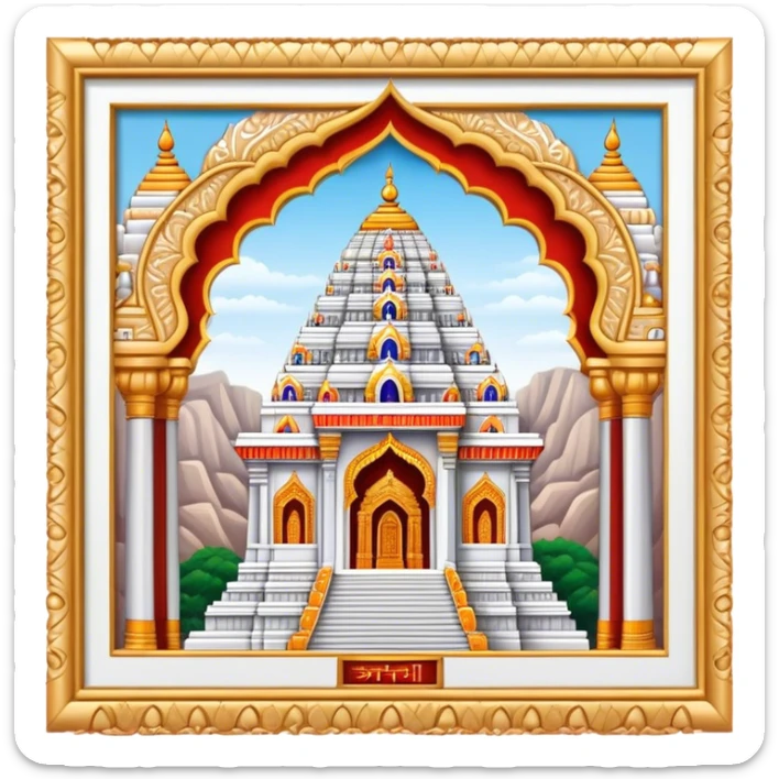 Cinematic Realistic Tirupati Balaji Temple Landmark Emoji, depicted with intricate carvings and spiritual aura rendered with lifelike detail and radiant, divine lighting. sticker