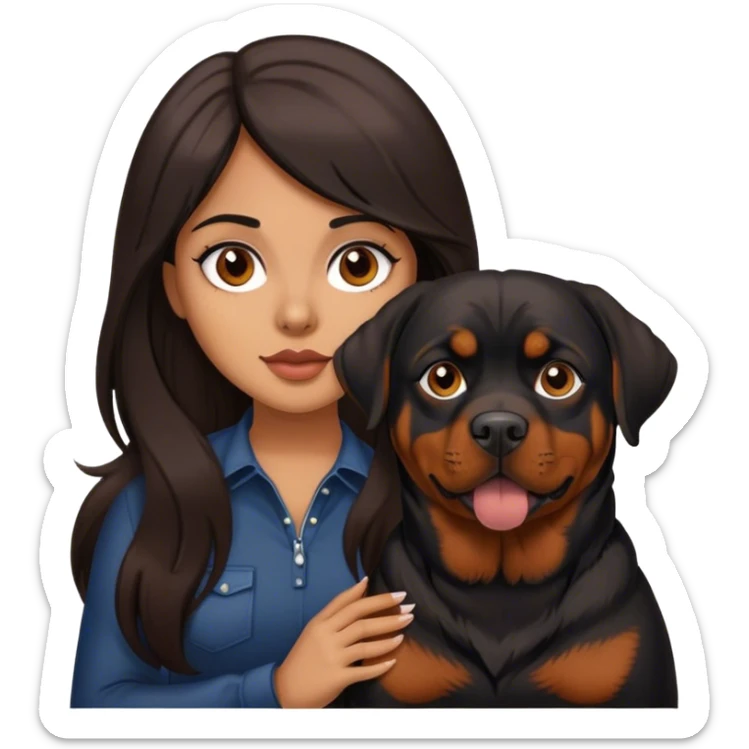 Latina with long dark brown hair and Rottweiler dog sticker