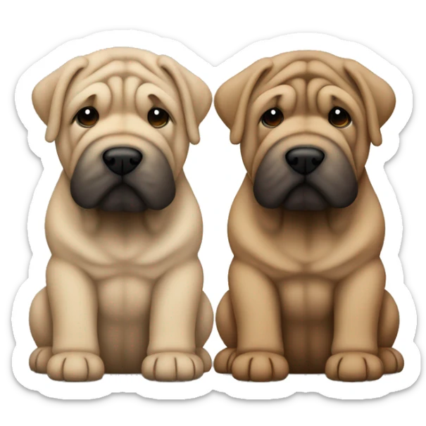 2 shar pei dogs 1 of them dark brown and 1 blonde sticker