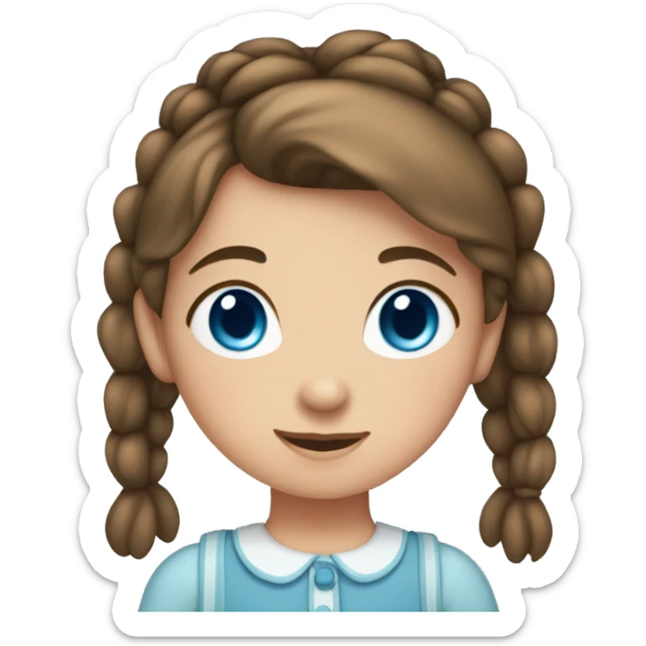 Little girl with brown hair in pigtails and bows and with blue eyes sticker
