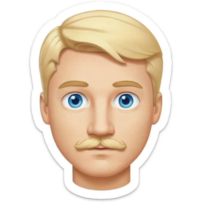blonde man with blonde hair and blonde mustache with blue eyes  sticker