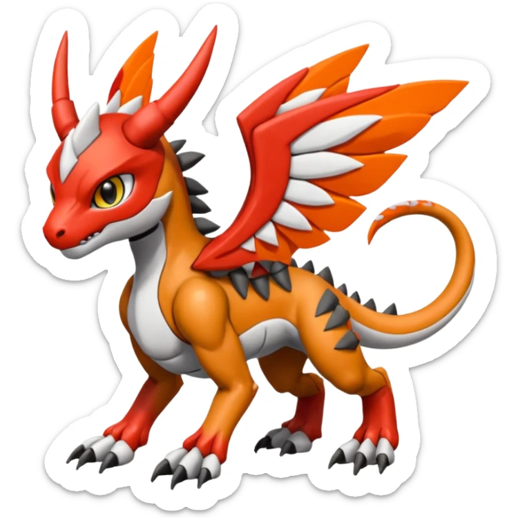 Meloetta-Wargreymon-Guilmon-Agumon-Pokémon-Digimon-Fakémon-fusion-hybrid-creature sticker