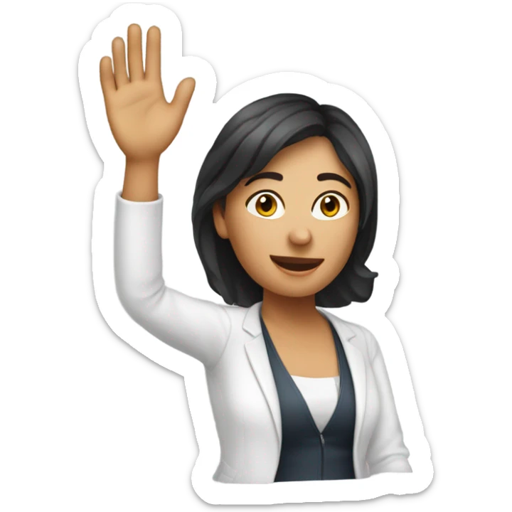 Create an emoji of a woman European  under 30 years old with a hand waving. sticker