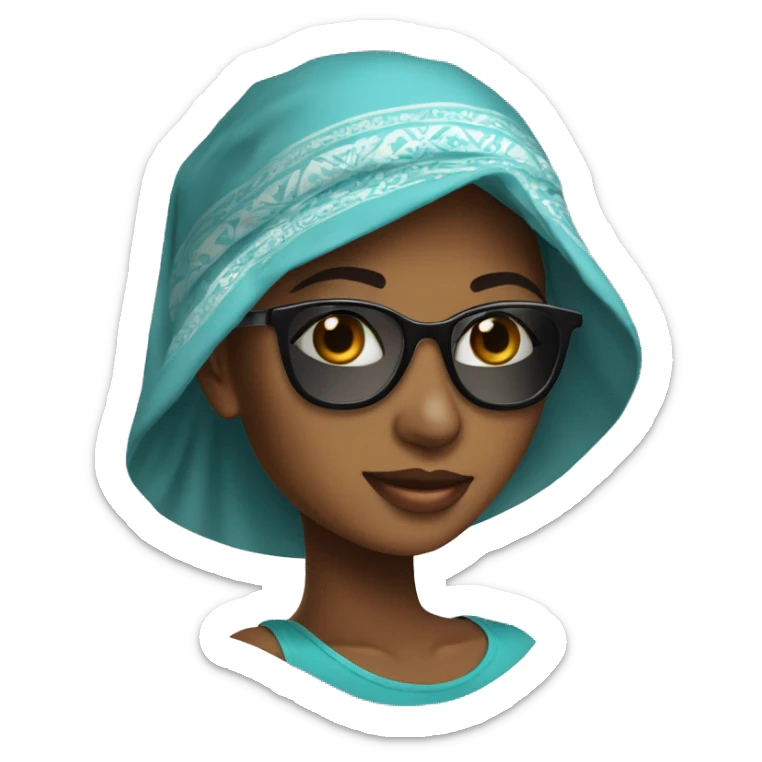 Pretty model Muslim Somali girl with sunglasses and sun hat and neck covered sticker