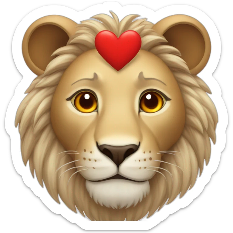Lion face with giant red hearts in his eyes, he looks so much in love sticker