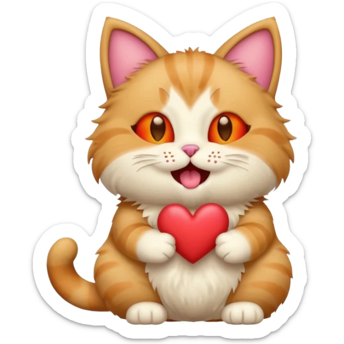Full body Cat with popping out love heart eyes and mouth open sticker