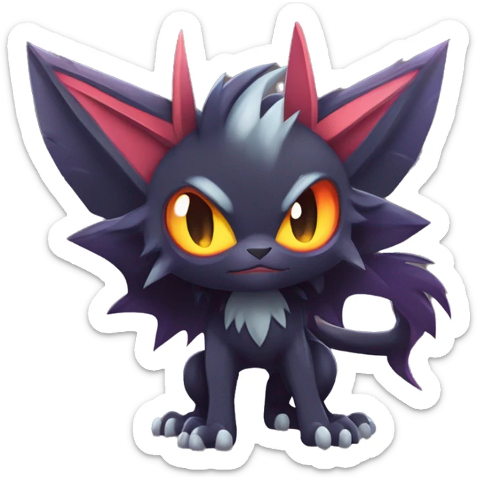 Edgy Cute Cool Kawaii Litten-Noivern-Zoroark-Noibat-Pokémon Full Body sticker