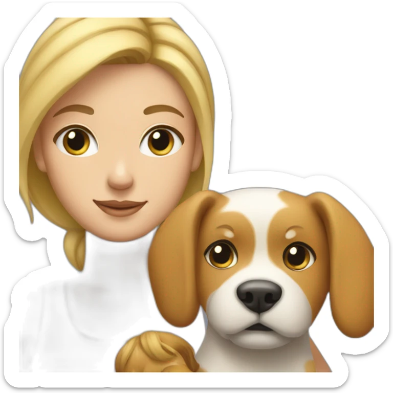Woman with blond hairbun cat and dog in Arm sticker